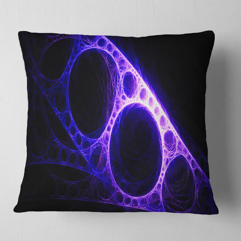 Fabrication en métal - Coussin imprimé abstrait, 18 po x 18 po, Carré, Mauve / Noir