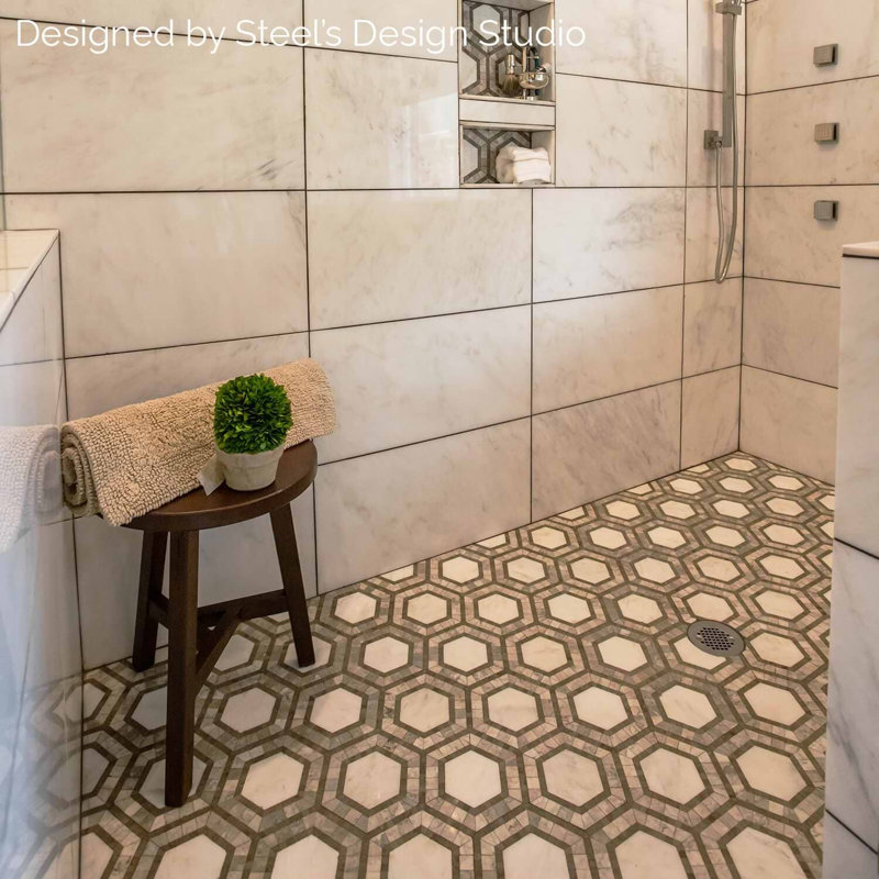 Nova 6" Hexagon Polished Marble Mosaic Tile, Andromeda