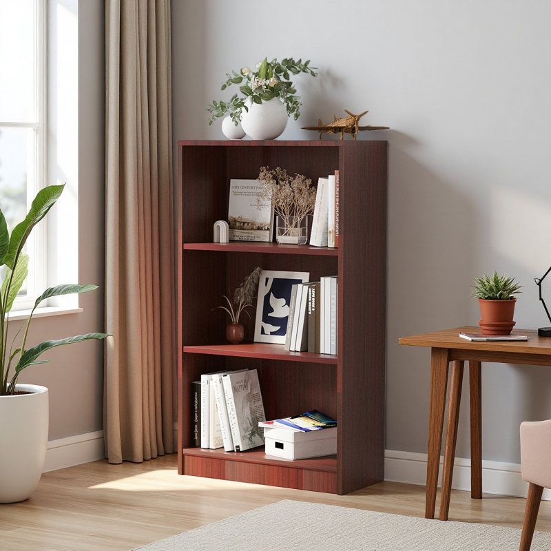 Bibliothèque autoportante à 3 tablettes en bois réglables pour bureau à domicile, 3 couches