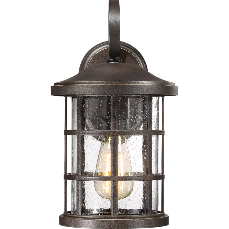 Lanterne murale d'extérieur en verre Auted Autry, H 14,25 po x l 8 po x P 9,75 po, Bronze palladien