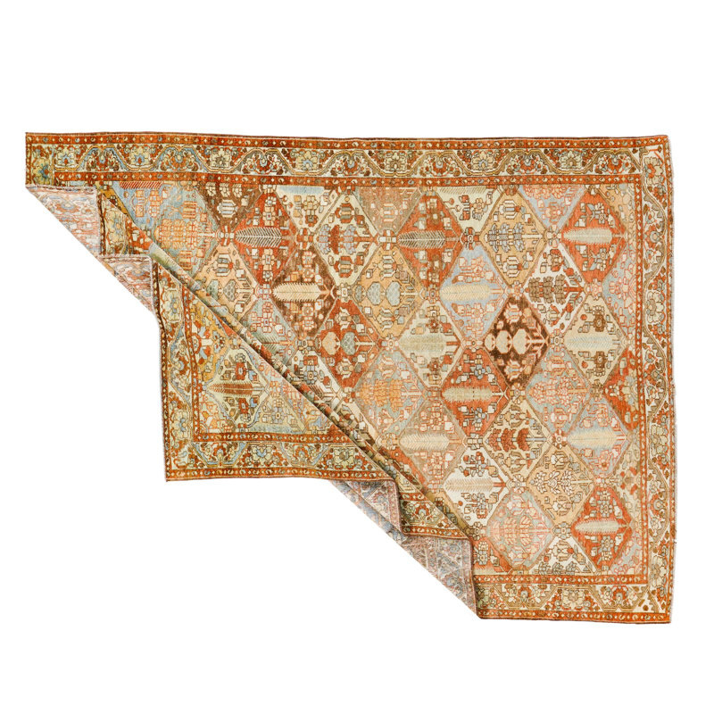 Tapis unique rouille / ivoire 7 pi 2 po x 9 pi 7 po