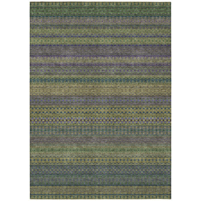 Kinslee Washable Striped Indoor / Outdoor Rug