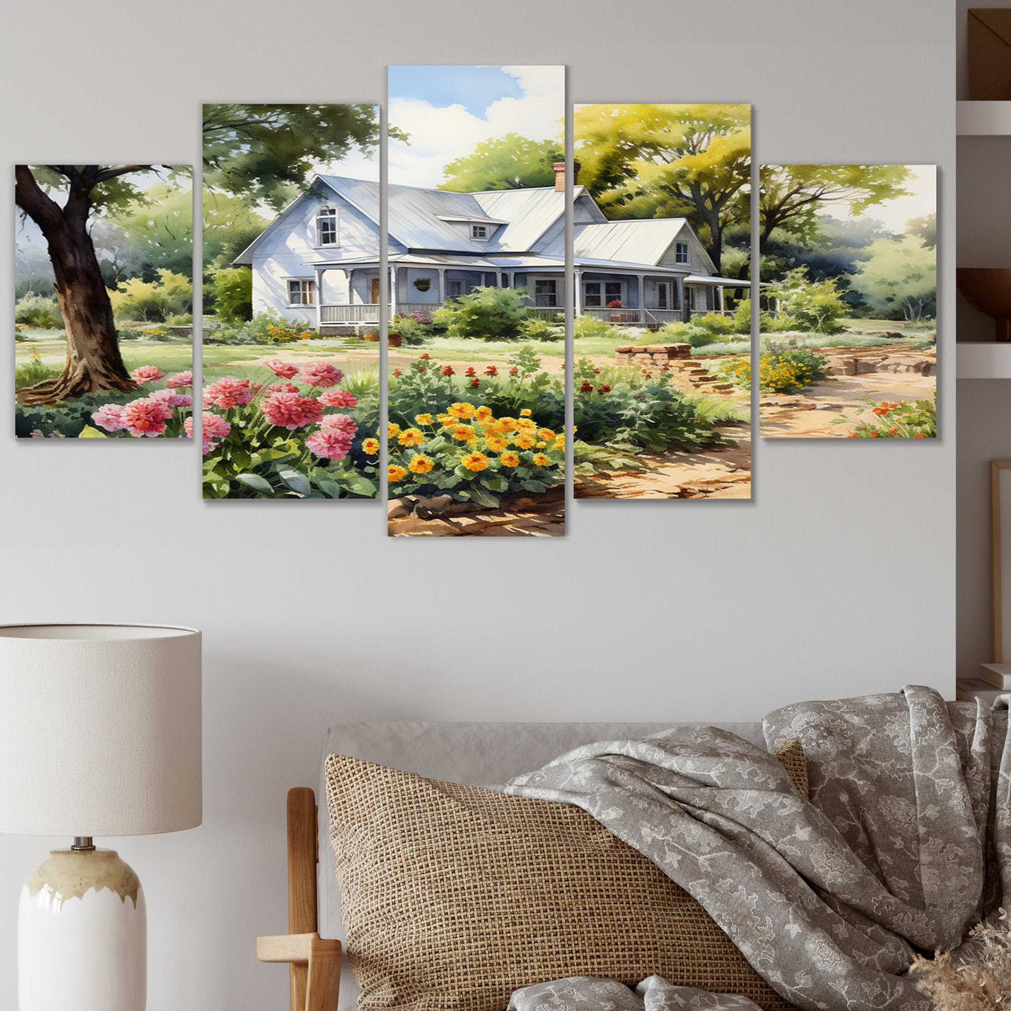 Winston Porter Farmhouse Frontyard Oasis I On Canvas 5 Pieces Print ...