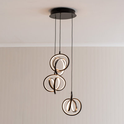 Infinity Loop Twirl 3 Way Cluster Drop LED Ceiling Pendant Light