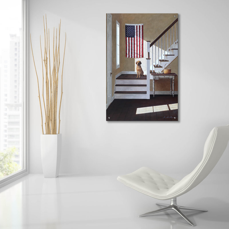 «Dog On Stairs» par Zhen-Huan Lu, H 36 po x l 24 po x P 0,2 po