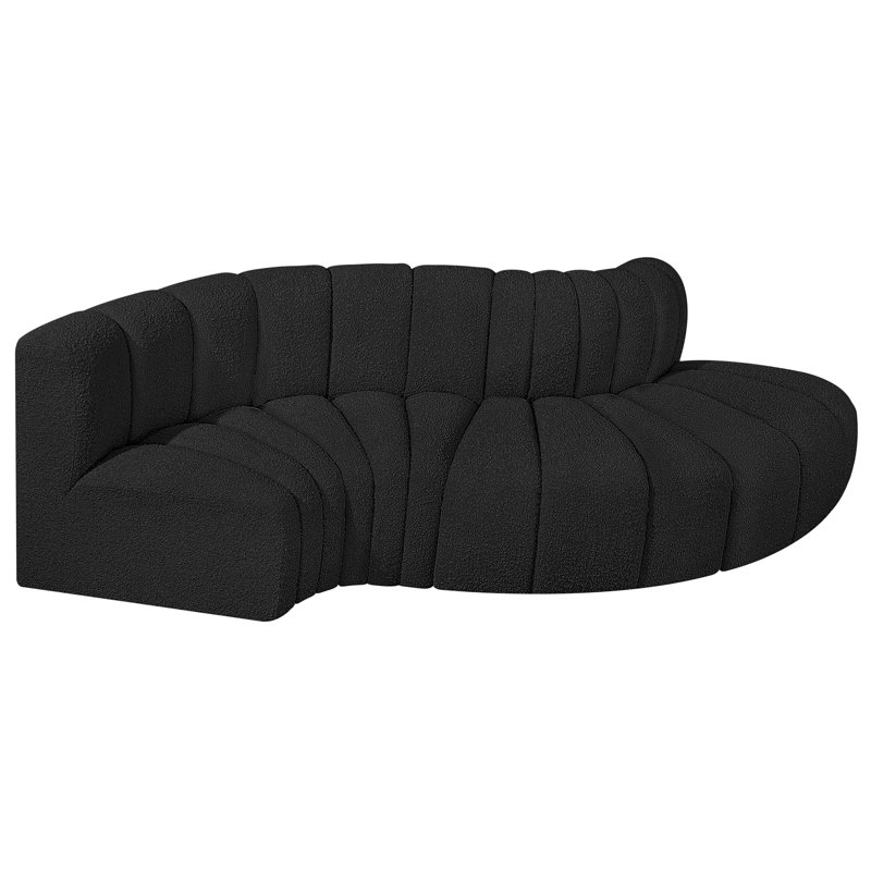 Houssam Upholstered Curved Sectional Reversible, Black Boucle Fabric