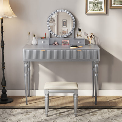 Bureau de coiffeuse de luxe avec miroir rond