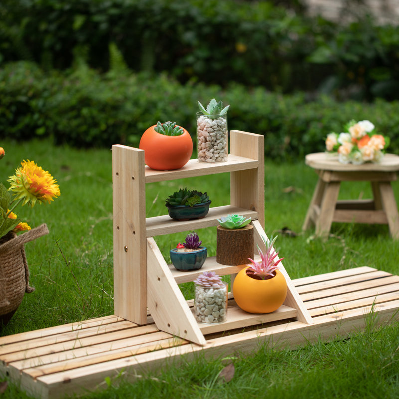 Support pour plante à fleurs pour l'intérieur et l'extérieur Présentoir à fleurs brun pour salon et jardin