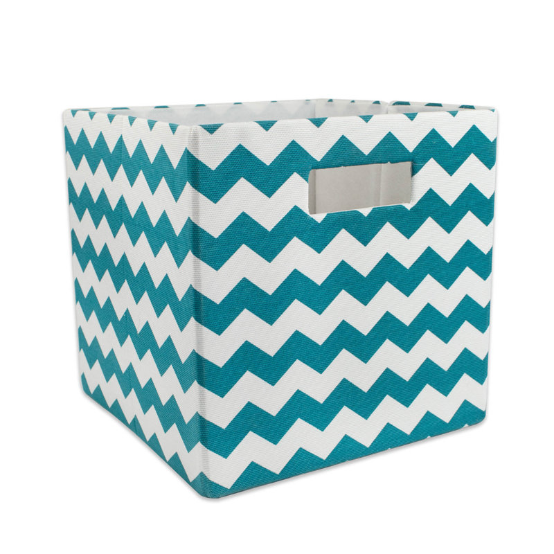 Cube en tissu de polyester, H 11 po x l 11 po x p 11 po, Bleu sarcelle