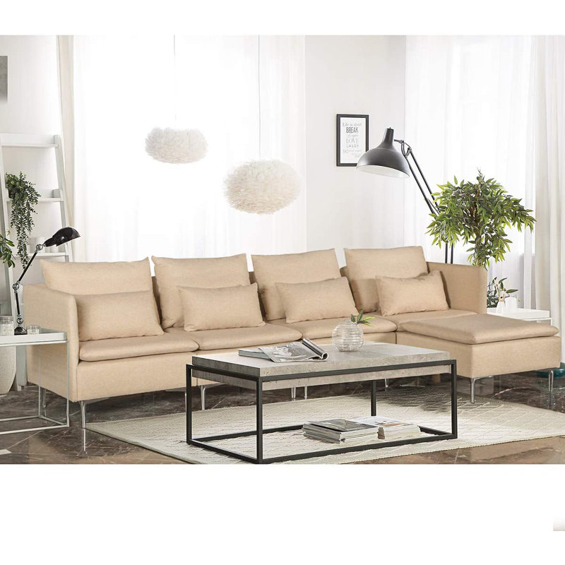 Canapé et méridienne de 82,8 po de large faisant face à la droite, Velours beige