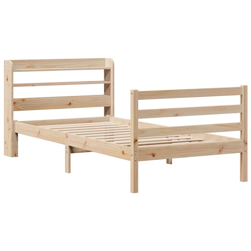 Solid Wood Storage Bed, Brown, 100 x 200cm