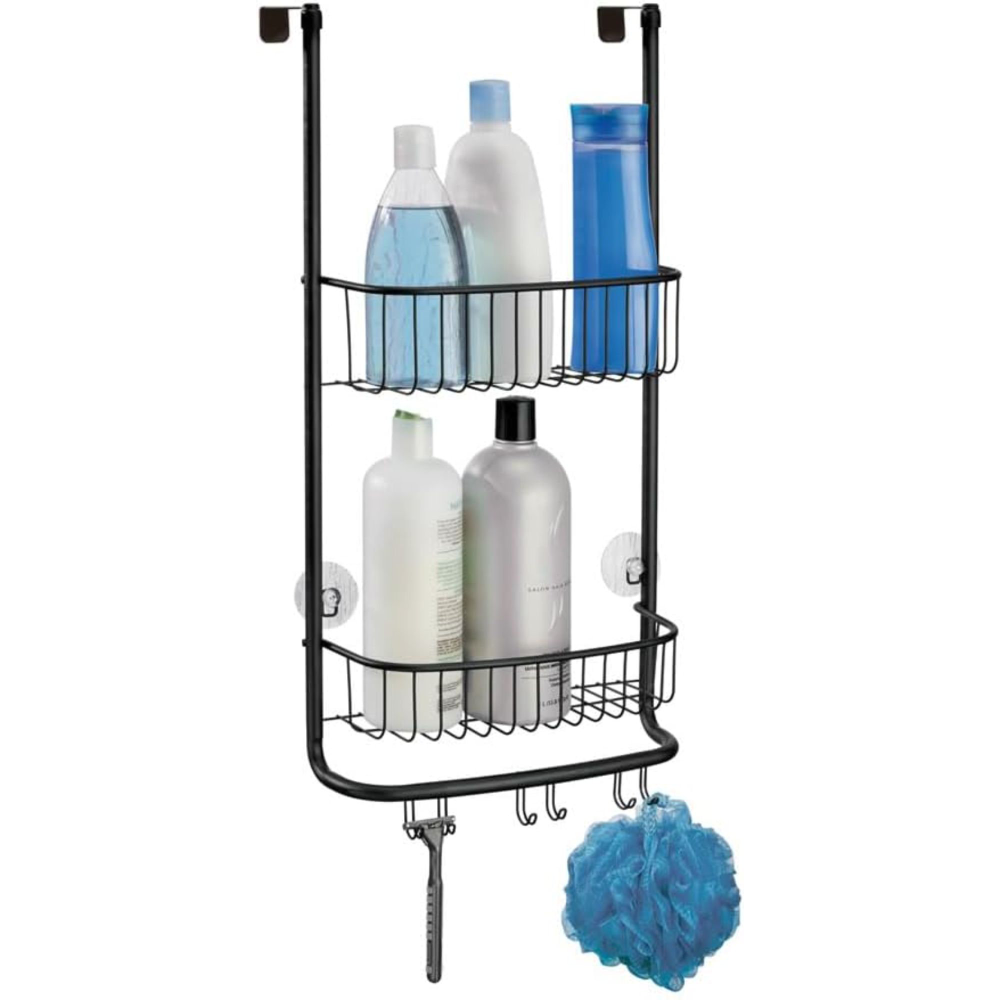 Over The Door Shower Caddy, Hanging Organizer Shelf Rustproof, Shower Basket with Suction Cup Rebrilliant