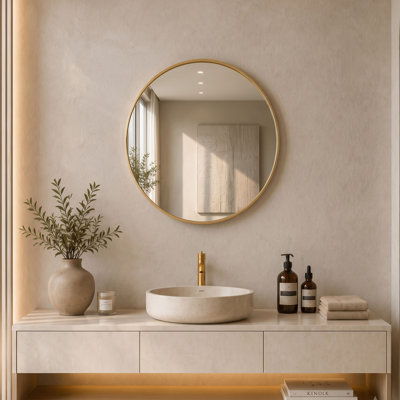 Adelina 30-Inch Round Metal Wall Mirror