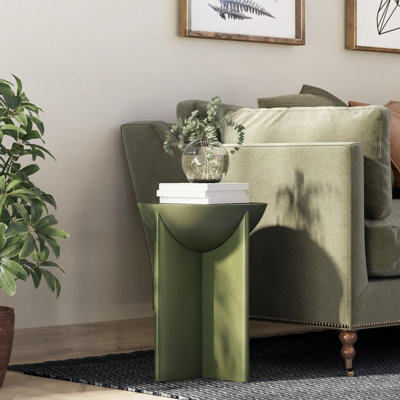 Modern Round Sculptural End Table with Pedestal Base