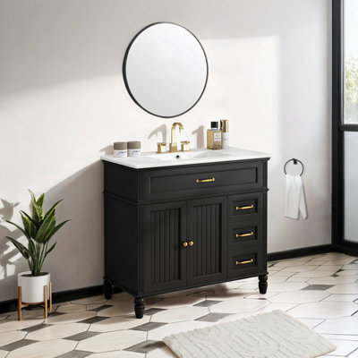Meuble-lavabo simple 36 po avec comptoir en céramique 36 po