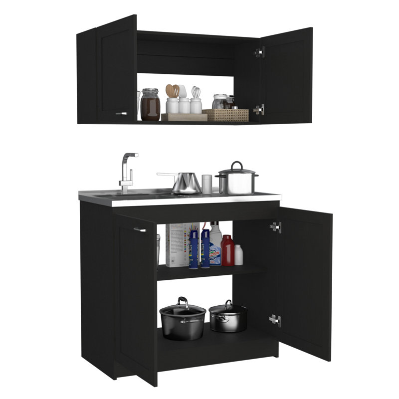 Cabinet Set, Two Shelves Black