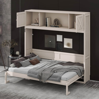 Grand lit escamotable avec armoires de rangement