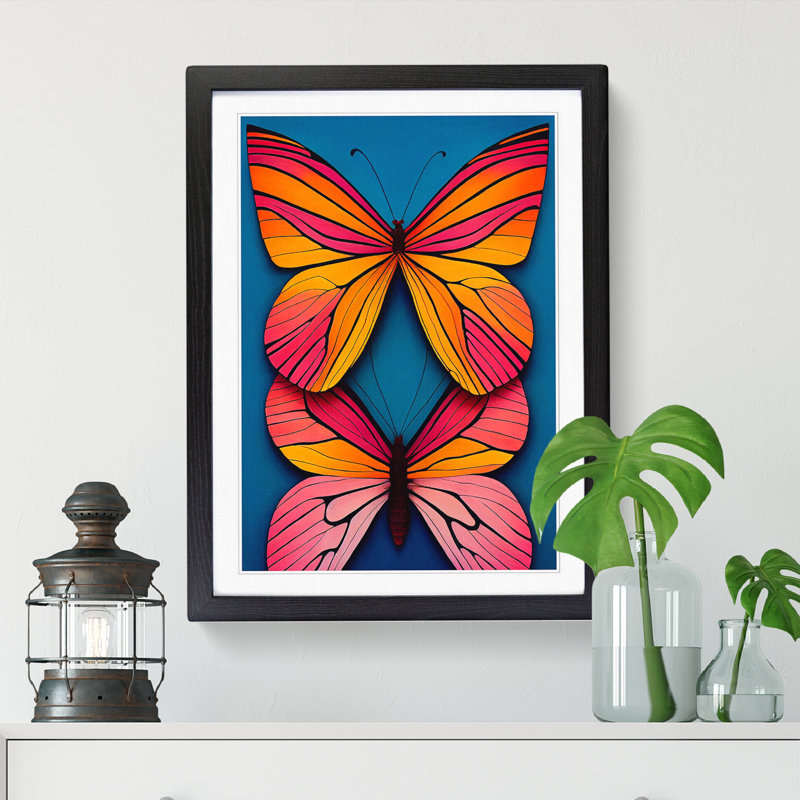 Butterfly Contemporary - Single Picture Frame Print, Black Framed, 34cm H x 25cm W x 2cm D