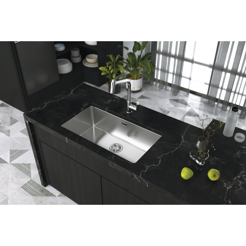 Ukinox 440mm W Single Bowl Stainless Steel Kitchen Sink, 215mm H x 785mm W x 440mm D