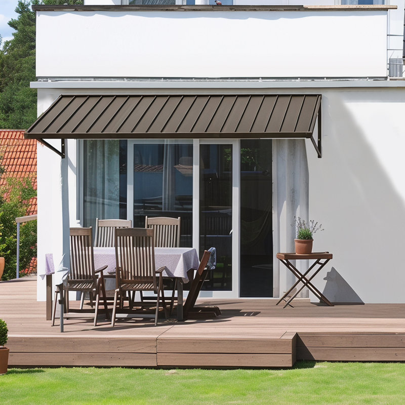 Powder-coated Metal Frame Standing Seam Fixed Window Awning All Weather Protection Door Canopy for Entrance, Windows, Porches, Balconies