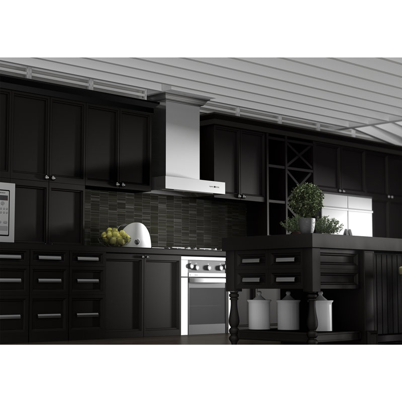 30" KECOM 500 CFM Convertible Wall Mount Range Hood in Brushed 430 Stainless Steel