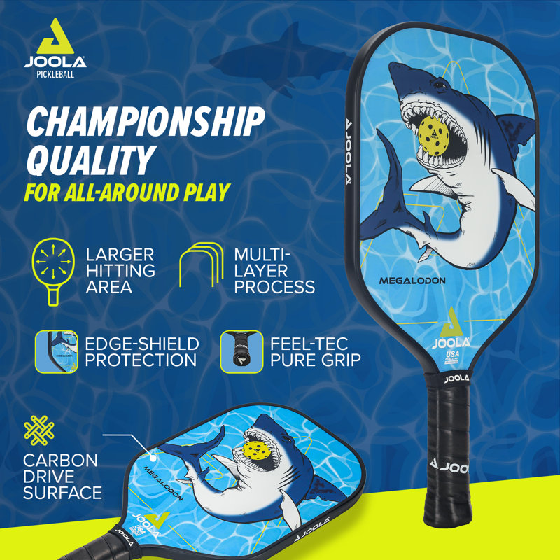 Palette de pickleball pour enfants JOOLA - Megalodon Shark Edition - Palette de pickleball pour enfants