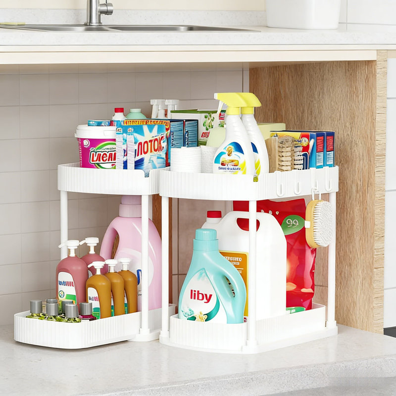 Ensemble de 2 tiroirs sous le lavabo, tiroir de rangement polyvalent pour armoires de cuisine et de salle de bain, conception durable peu encombrante