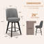 Ensemble de 2 tabourets de bar pivotants de 26 po avec pieds en bois massif MINCETA, tabourets de bar rembourrés avec garniture cloutée Farmhouse-404031128