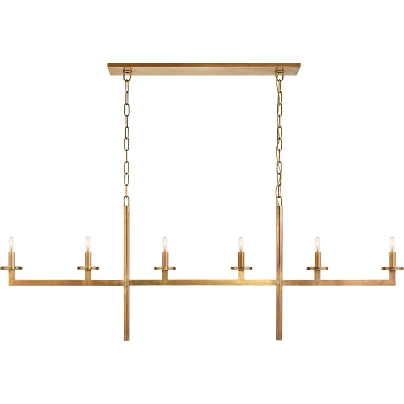 Liaison 6 - Light LED Chandelier, Antique-Burnished Brass
