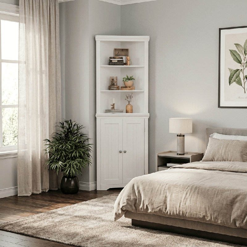 Anest  Corner Storage Bookcase, White