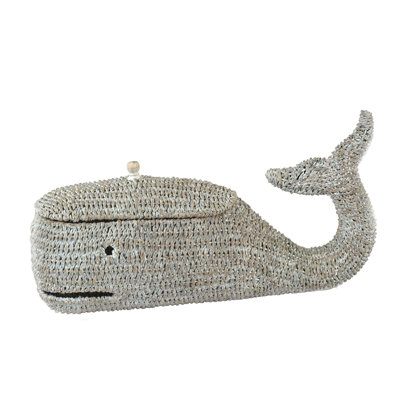 Whale‑Shaped Woven Bankuan Rope Box with Lid