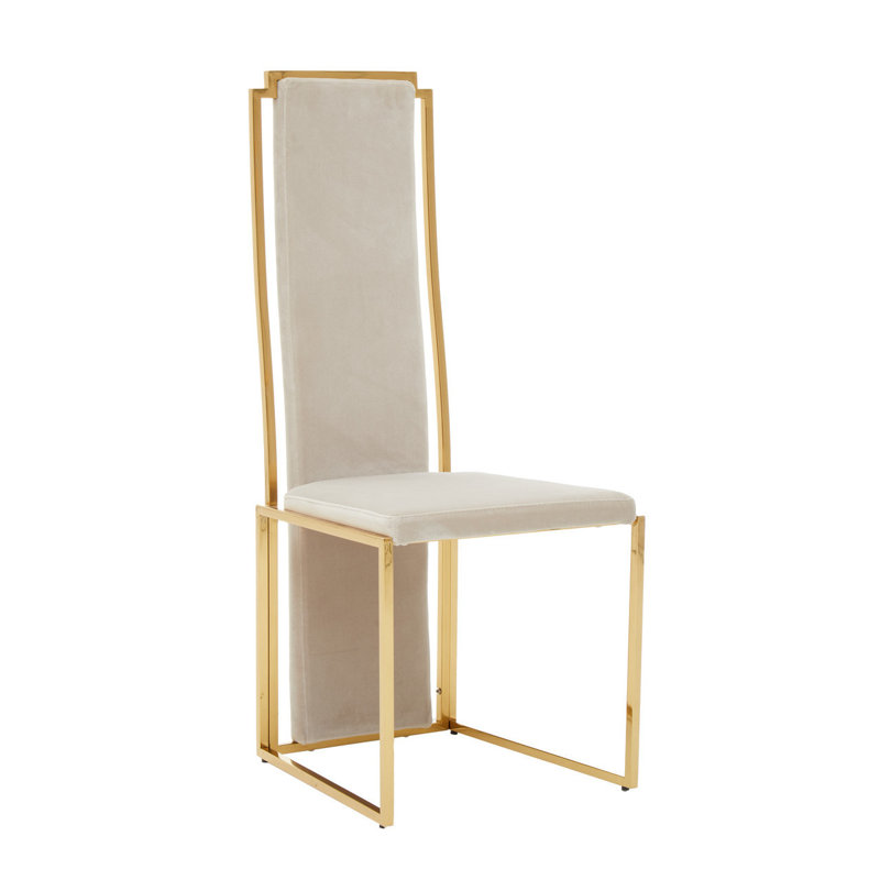 Karyn 46cm H Polyester Blend Upholstered Metal Cantilever Chair in Gold