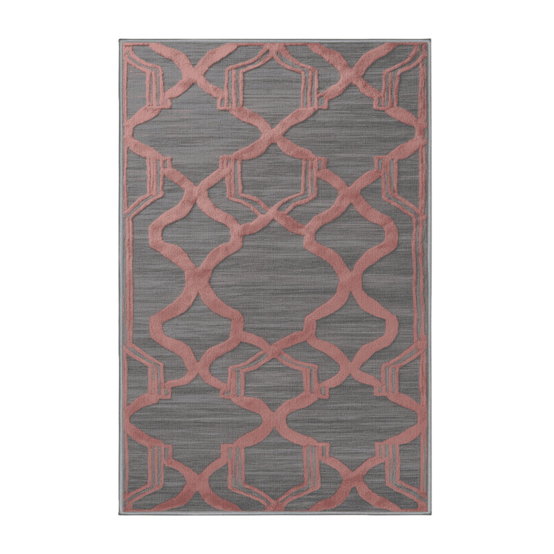 Tapis gris en treillis lavable à la machine, Rectangulaire 2 pi x 3 pi