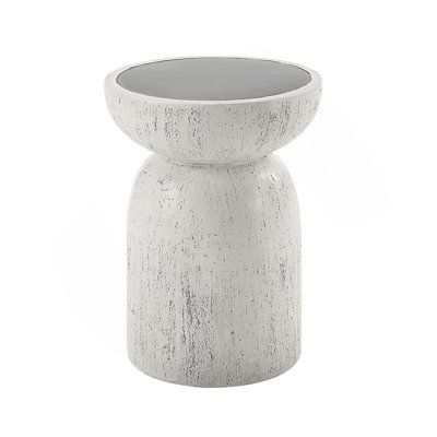 Natural Gray Finish Fiber Concrete Accent Table