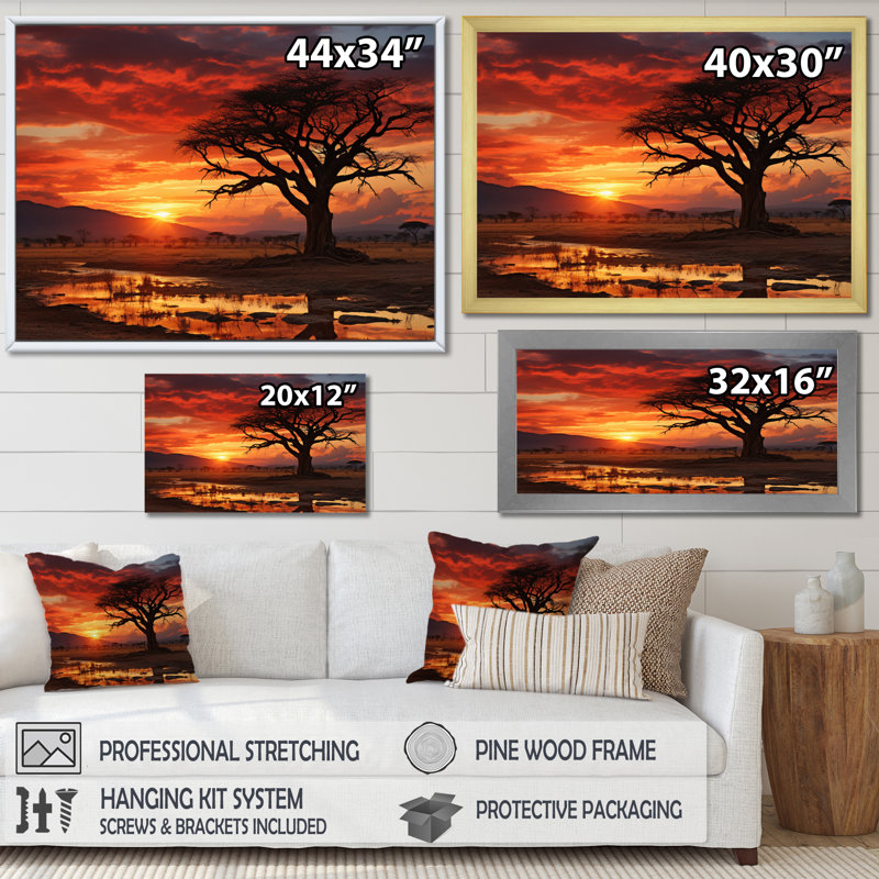«Serengeti National Park Tanzanie III», reproduction d'art sur toile, H 34 po x l 44 po x P 1,5 po, Cadre naturel flottant