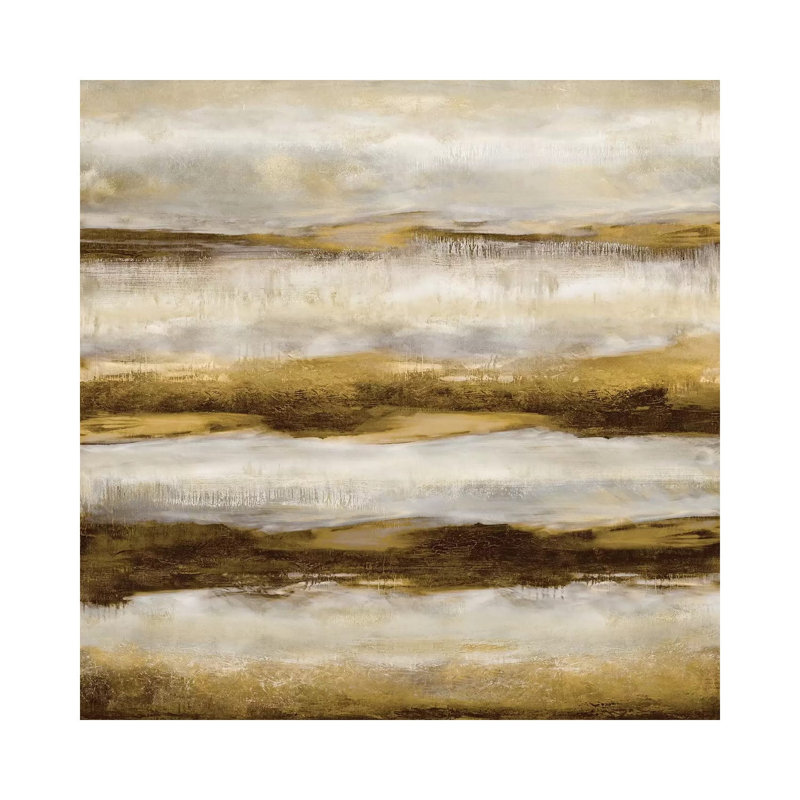 Linear Motion In Golden by Jaden Blake - Wrapped Canvas Painting, 30.48 cm H x 30.48 cm W