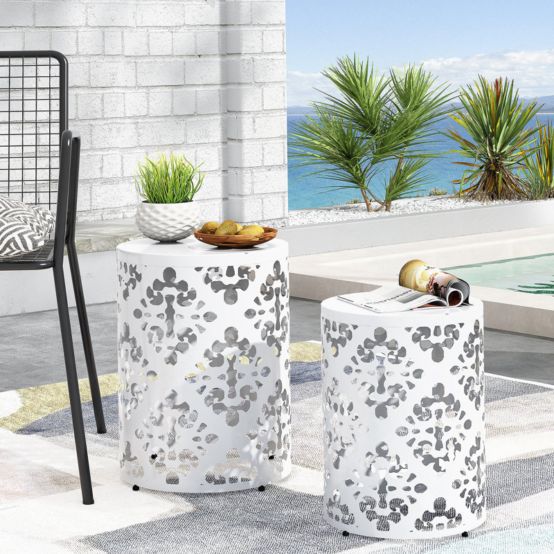 Table de bout en métal S / 2, 2, Blanc