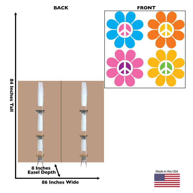 84'' Multicolor Cardboard 70s Backdrop Standup