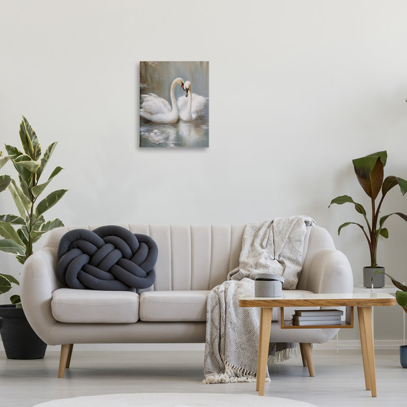 «Kissing Swans on Pond», conception par Arlington Prints, H 20 po x l 16 po