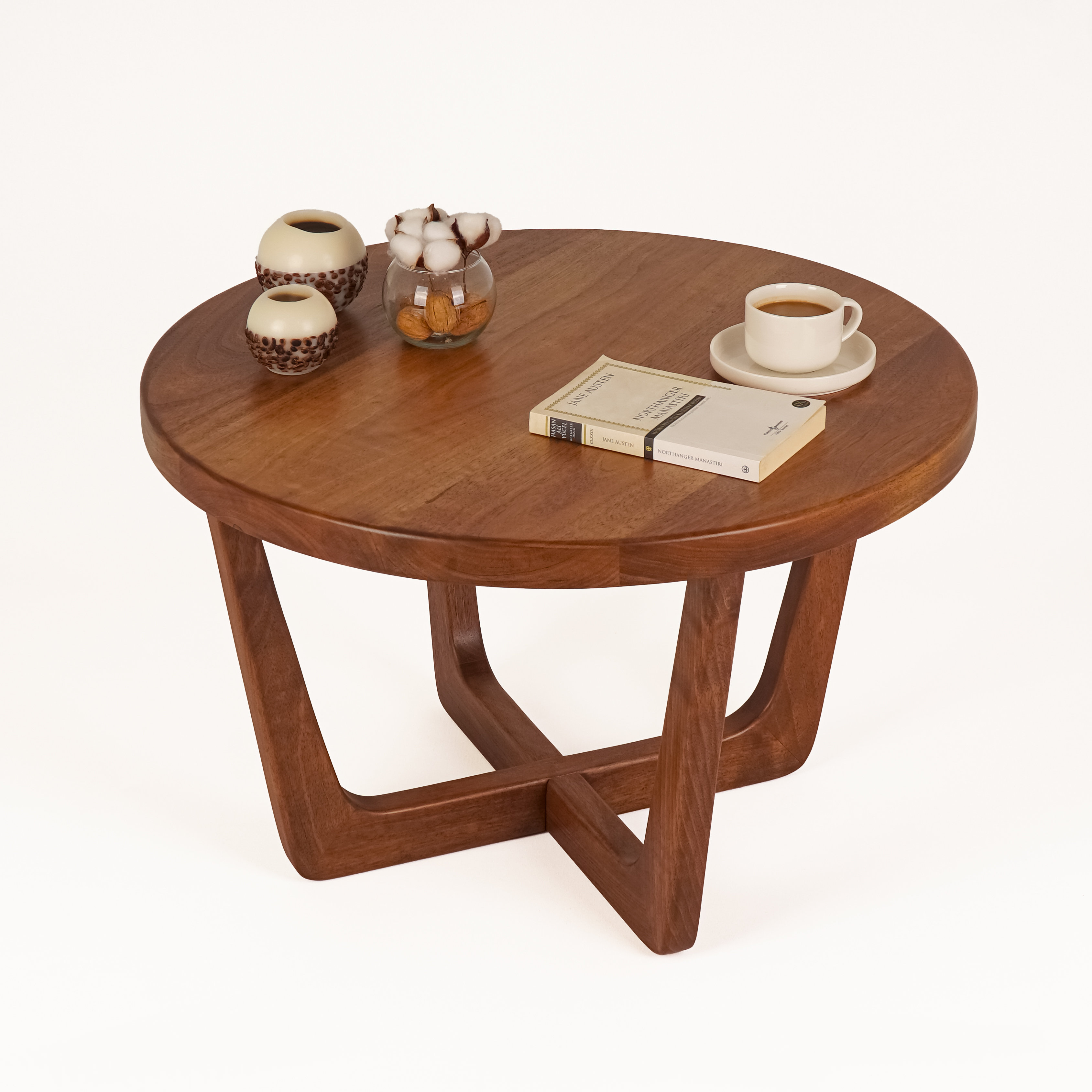 Red Barrel Studio Noreda Round Wood Cocktail Table, Mid-Century Modern ...