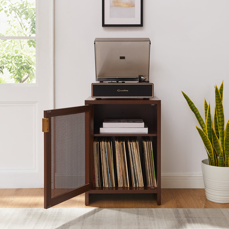 Meuble pour platine vinyle Kenji Small avec rangement pour disques.