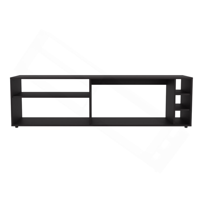 Meuble télé, 6 tablettes, capacité de téléviseur de 60 po, Noir