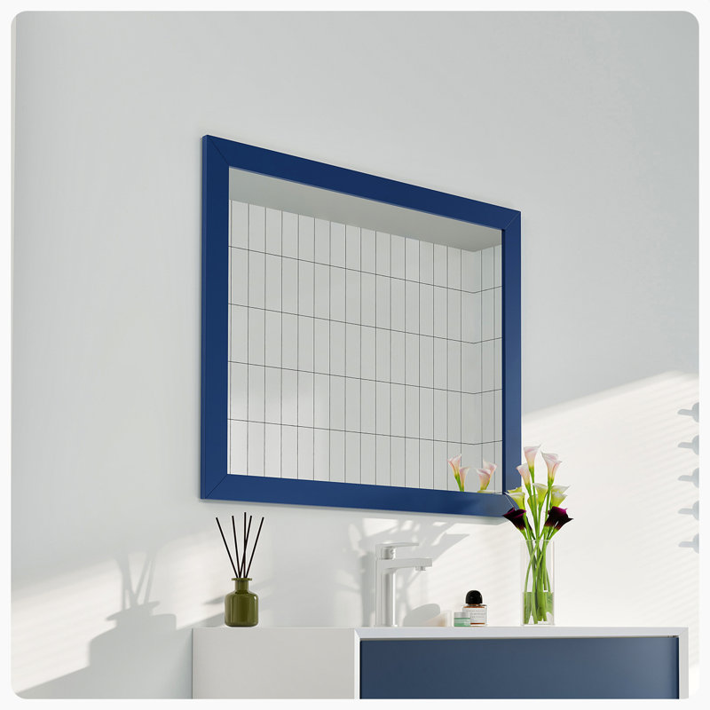 Latitude Run® Acclaim 60X30 Transitional Blue Bathroom Mirror, 30" x 48"