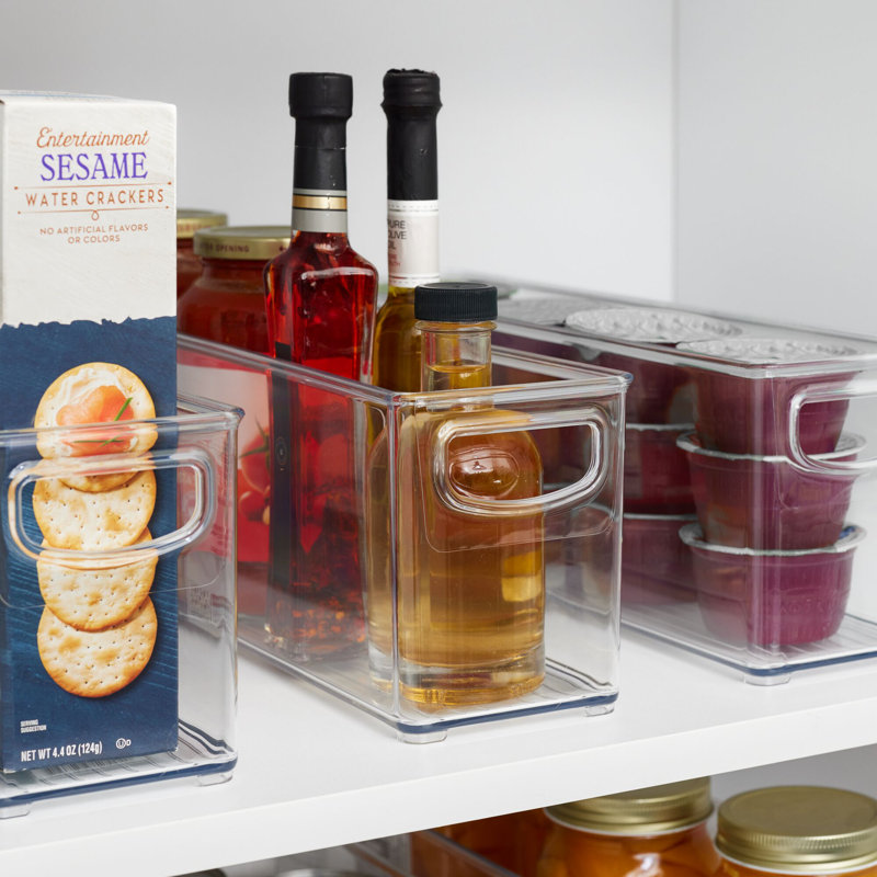 Bac de rangement empilable en plastique recyclé iDesign - Parfait pour contenir des sacs de lait maternel - Transparent
