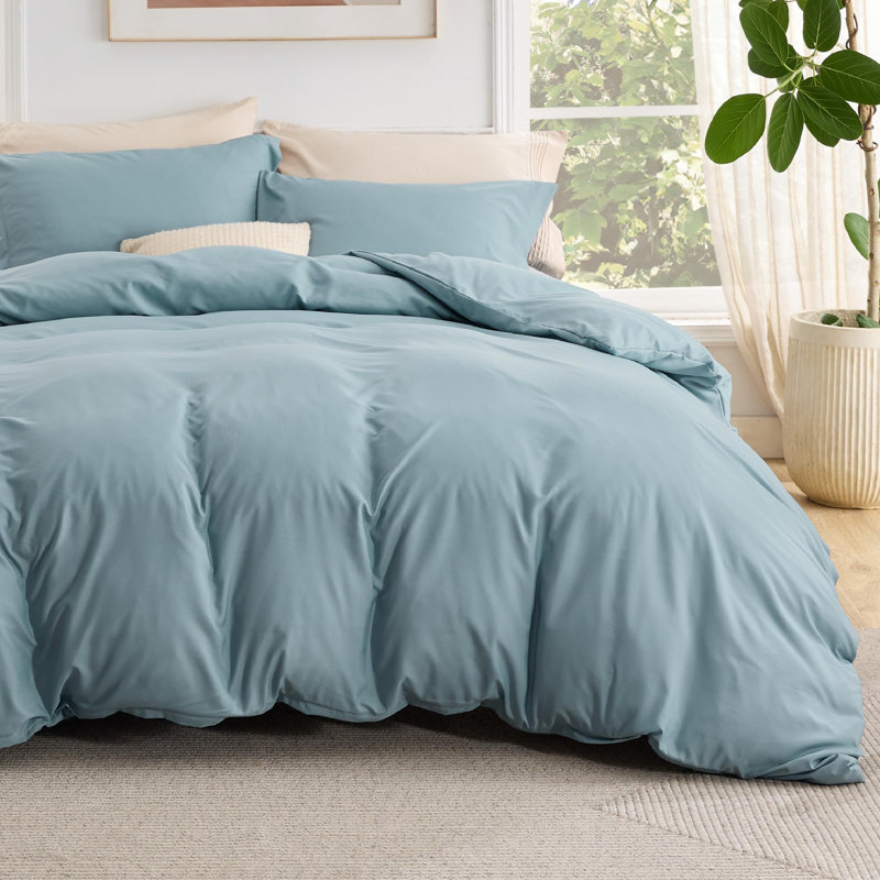 Bedsure Duvet Cover Set With Fitted Sheet, Queen Duvet Cover + 3 Additional Pieces, Dark Gray