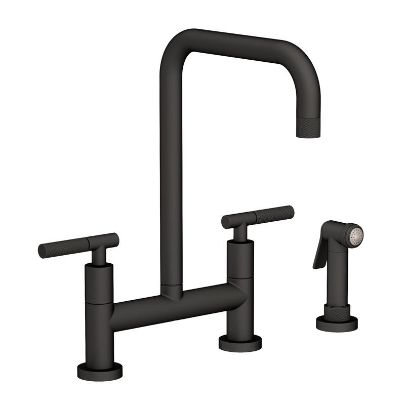 Kitchen Bridge Faucet With Side Spray, Flat Black