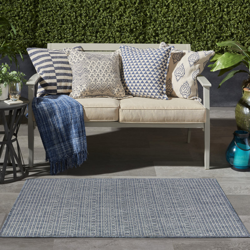  Tapis d'extérieur en denim 4 pi x 6 pi Tulum, En jean, Rectangulaire 4 pi x 6 pi