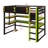 Modern Elevated Bed with Dedicated Workspace, Vertical Side Storage, Comprehensive Bookcase Shelving, and Adjustable RGB Illumination-896613100