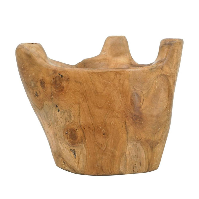 8" Natural Round Solid Wood Table Vase