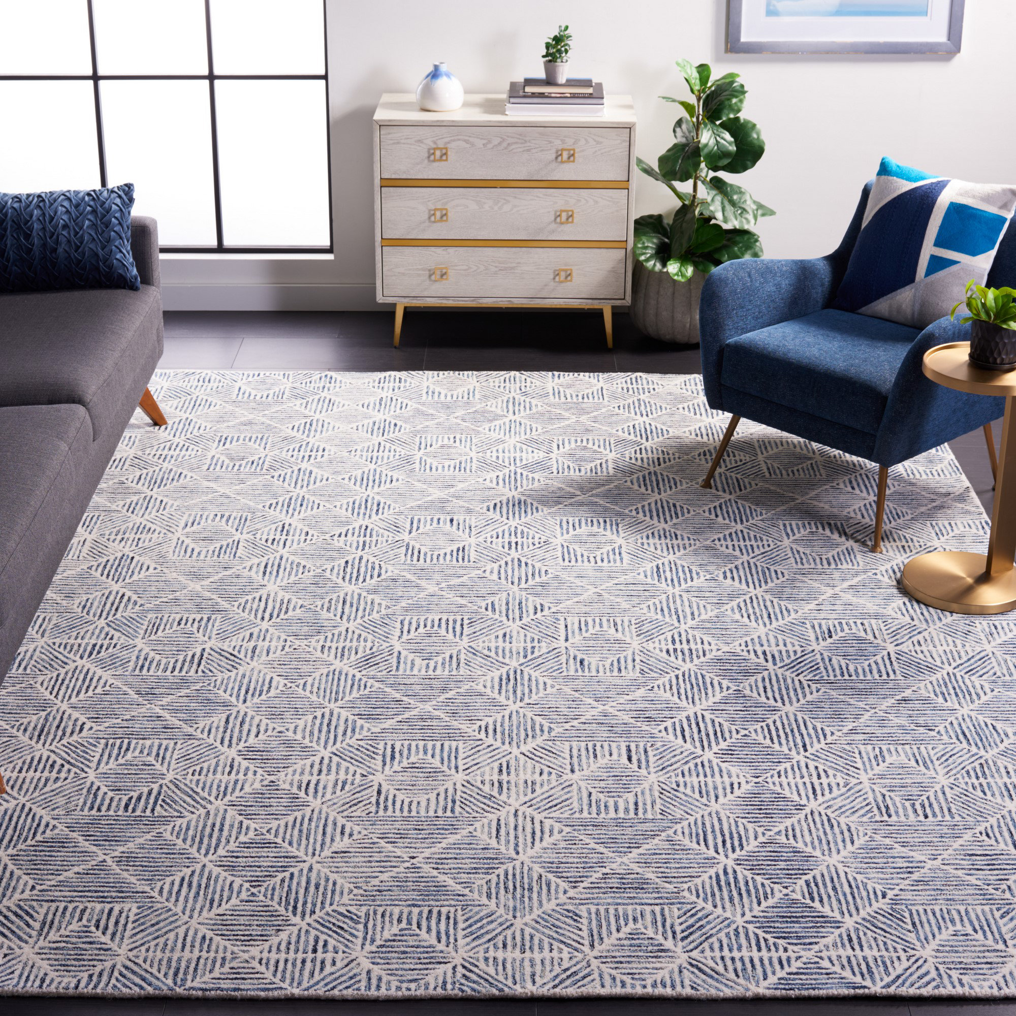 Blue Elephant Linsly Handmade Blue/Ivory Rug & Reviews | Wayfair.co.uk